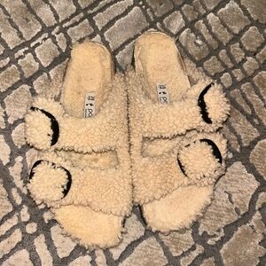 Papillio Arizona big buckle platform shearling sandals